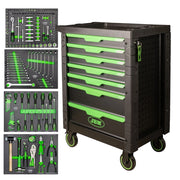 Carrello officina JBM armadio a 7 cassetti con 172 utensili in moduli EVA, chiusura centralizzata e ruote professionali per officine e meccanici