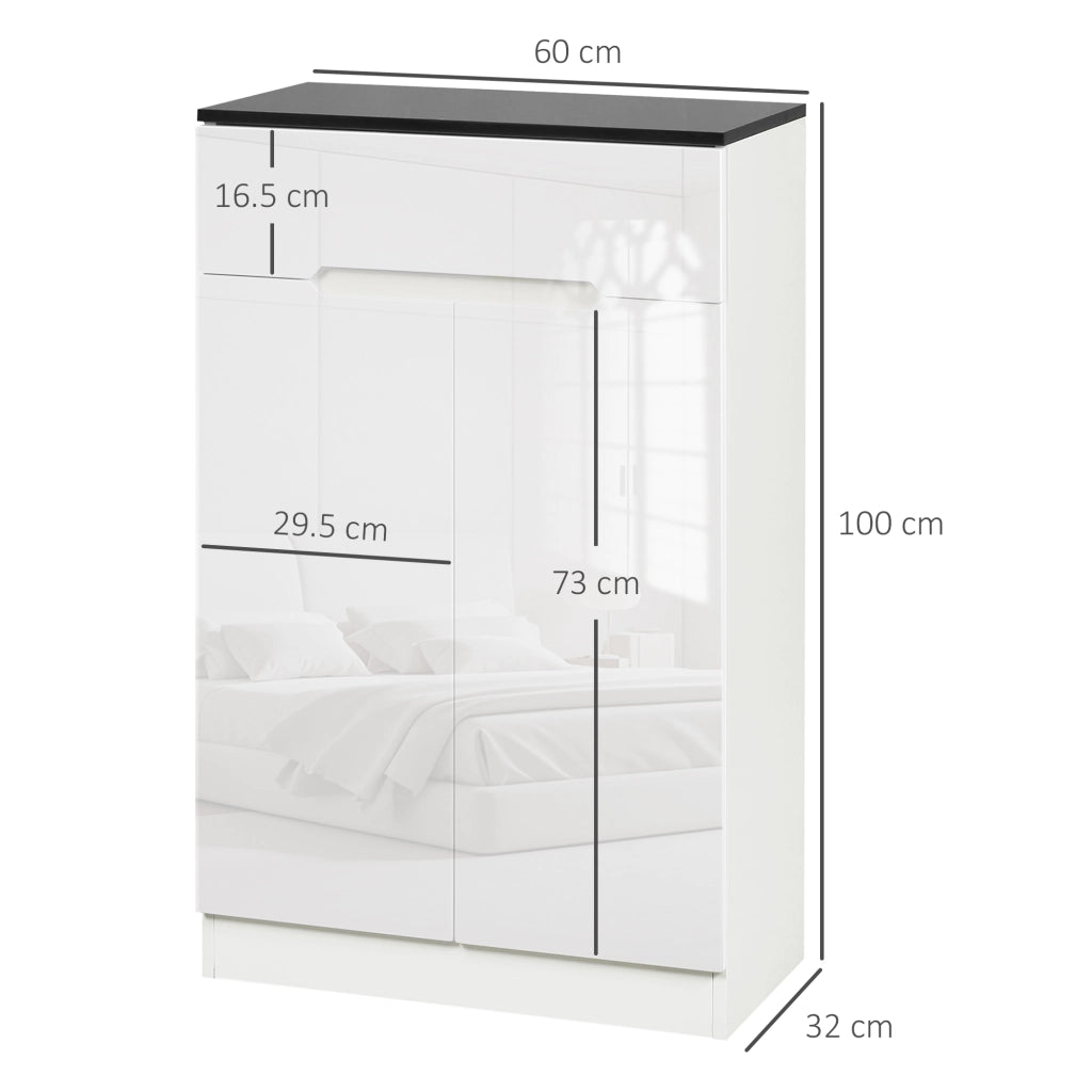 Scarpiera Slim con Cassetto e Ripiani Regolabili ¨C zephmum ¨C Truciolato Bianco 60x32x100 cm