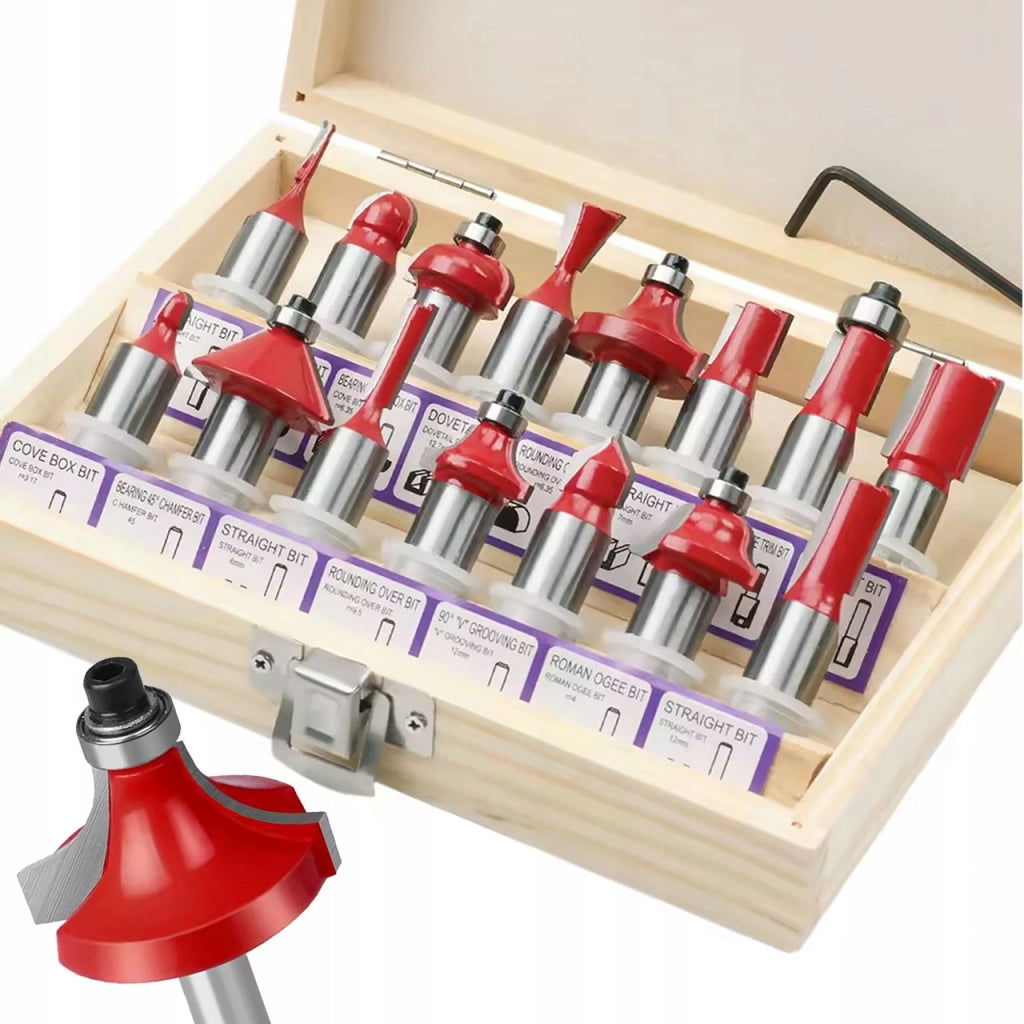 Set Frese per Legno Rosfix WoodCut Pro 15 – 15 Pezzi | Gambo 12 mm | Acciaio Temprato e Carburo | Per Fresatrice