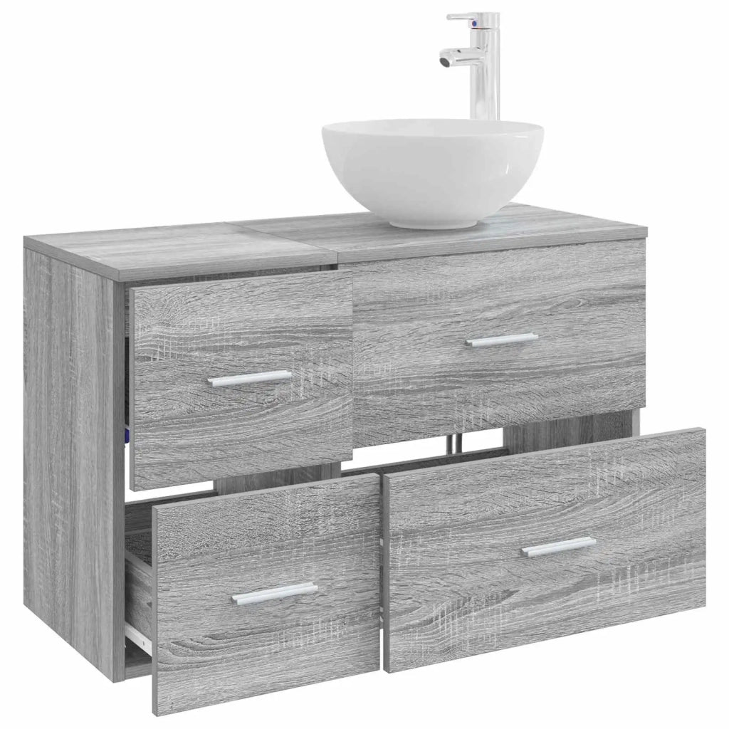 Set di mobili per il bagno 2 pcs Sonoma grigio 3403949