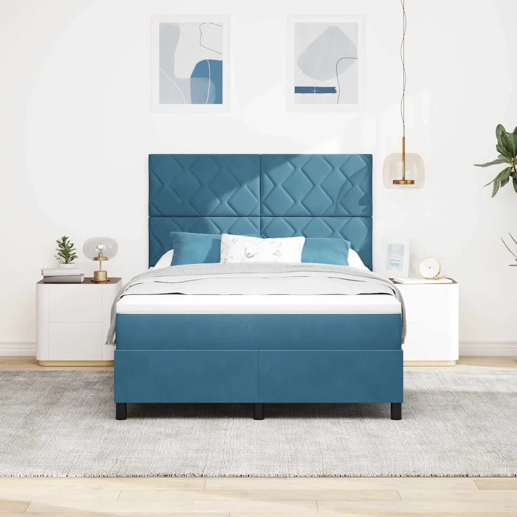 Letto a molle con testiera Blu Scuro 140 x 190 cm Velluto 3339900