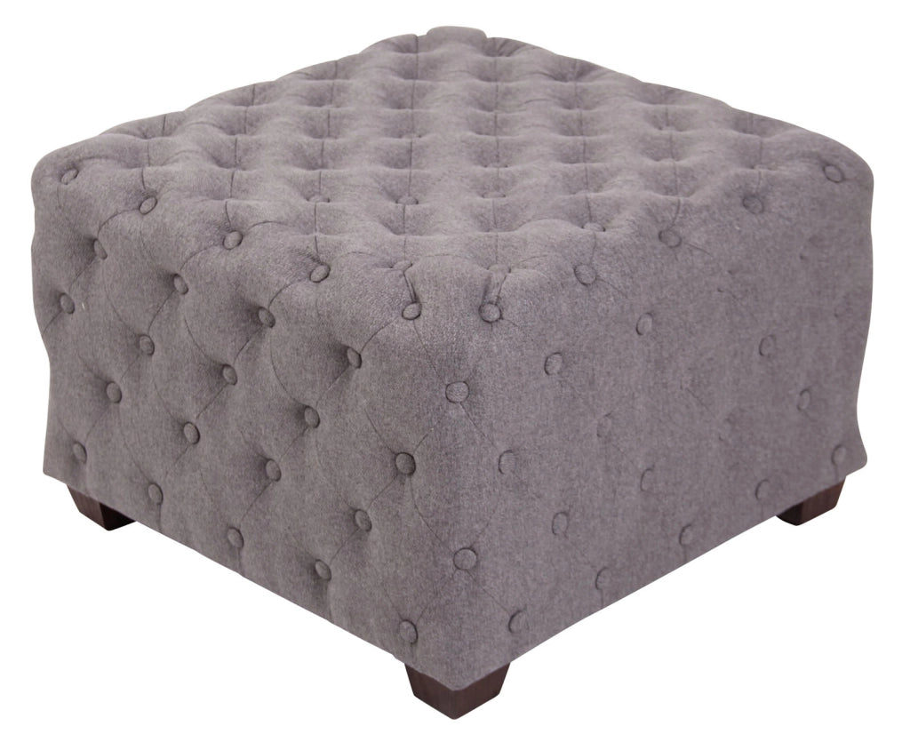 Pouf trapuntato Nimes in tessuto grigio