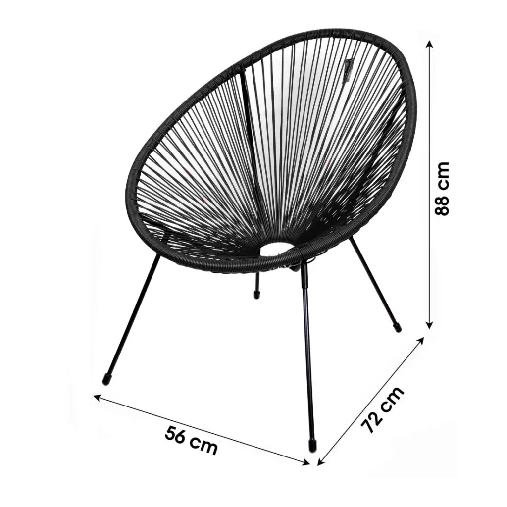 Poltrona da giardino rotonda in resina colore nero 56x88x72 cm