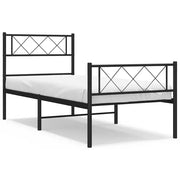 Letto singolo | Letto per adulti | Giroletto con Testiera e Pediera Metallo Nero 100x190 cm