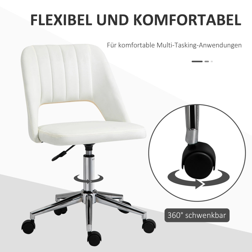 Sedia da ufficio girevole regolabile in altezza ergonomica con seduta imbottita e rotazione 360 gradi in poliestere beige