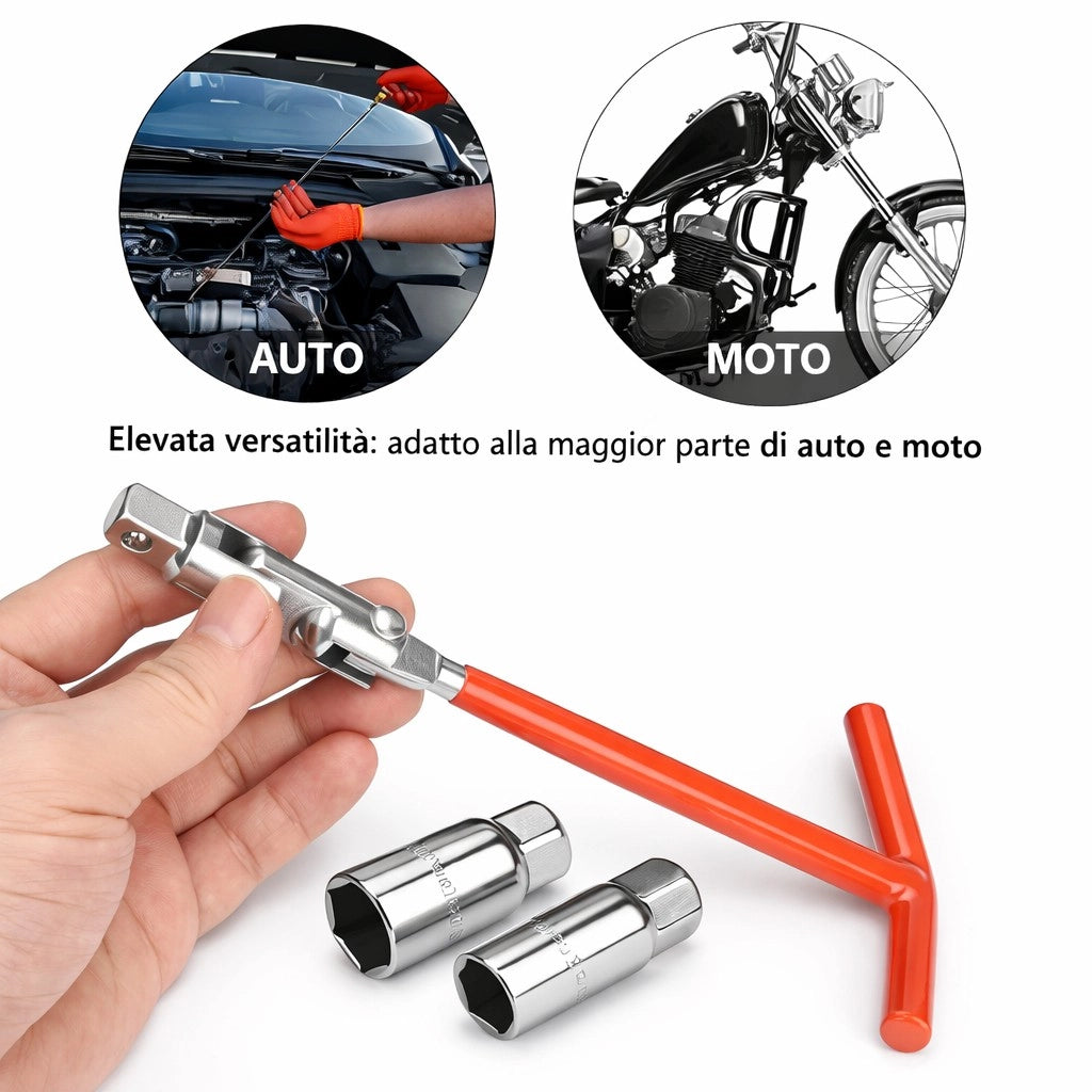 Chiave Candela Per Auto Moto Con Adattatori Diametro 16 e 21 mm universale
