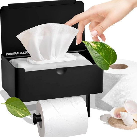Sostegno per carta igienica senza perforazione, Sostegno per carta igienica in acciaio inossidabile con piastra, Sostegno per carta igienica nero con piastra, Sostegno per carta igienica senza perforazione, Materiale (nero con piastra)