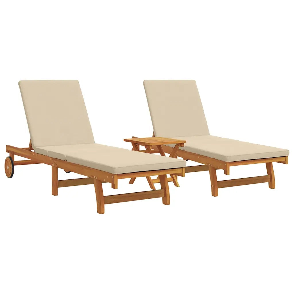 Lettino da sole 3 pcs Marrone Legno di Acacia Massello 3325208