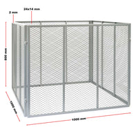 Compostiera 100x100x80cm per 800 litri di compost con griglie di metallo per il compostaggio aperto