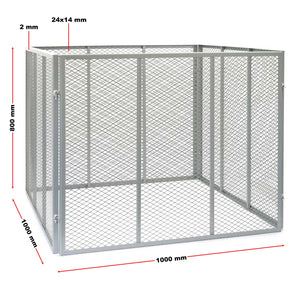 Compostiera 100x100x80cm per 800 litri di compost con griglie di metallo per il compostaggio aperto