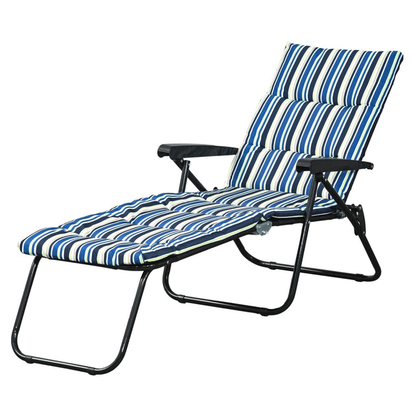 Lettino da sole pieghevole inclinabile 6 posizioni ¨C zephmum ¨C con materasso accoudoirs acciaio polyester multicolore