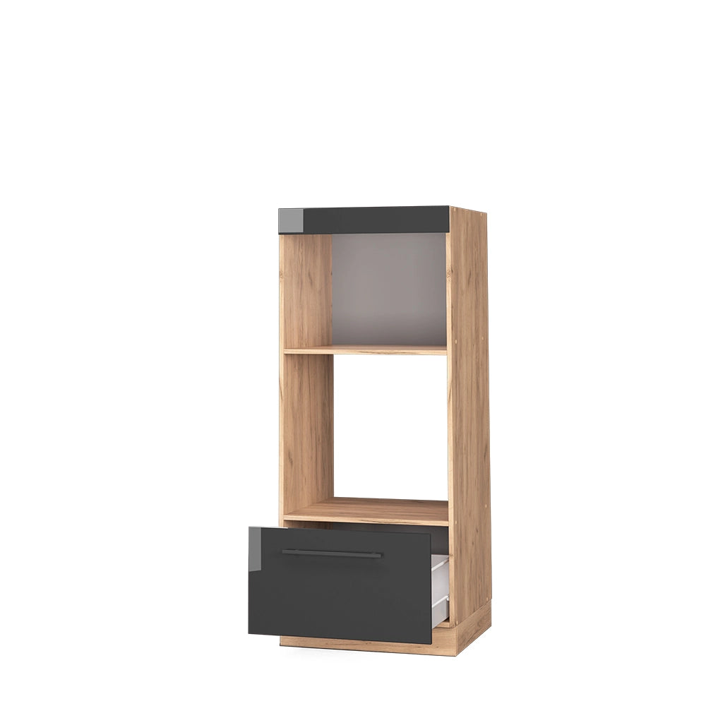 Mobile cucina microonde Fame-Line Antracite lucido/Rovere dorato 60 cm aperto Vicco