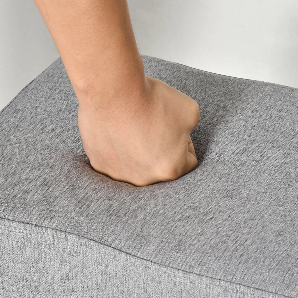 Pouf Poggiapiedi Imbottito 40x30x24 cm in Tessuto Effetto Lino Grigio