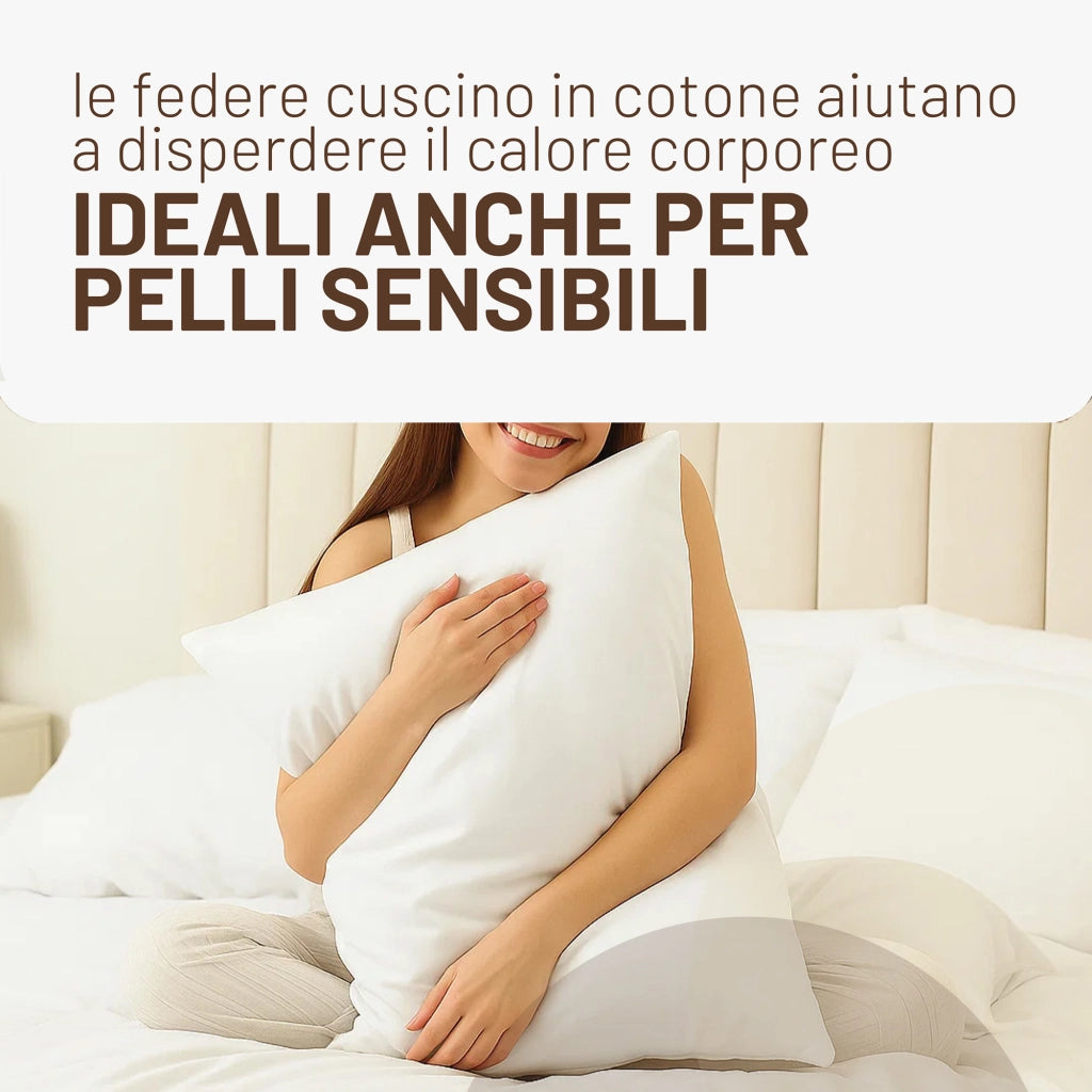 Set 4 Federe Cuscini Letto 50x80 Cotone 100%, 2x Coppie Fodere con chiusura a Busta