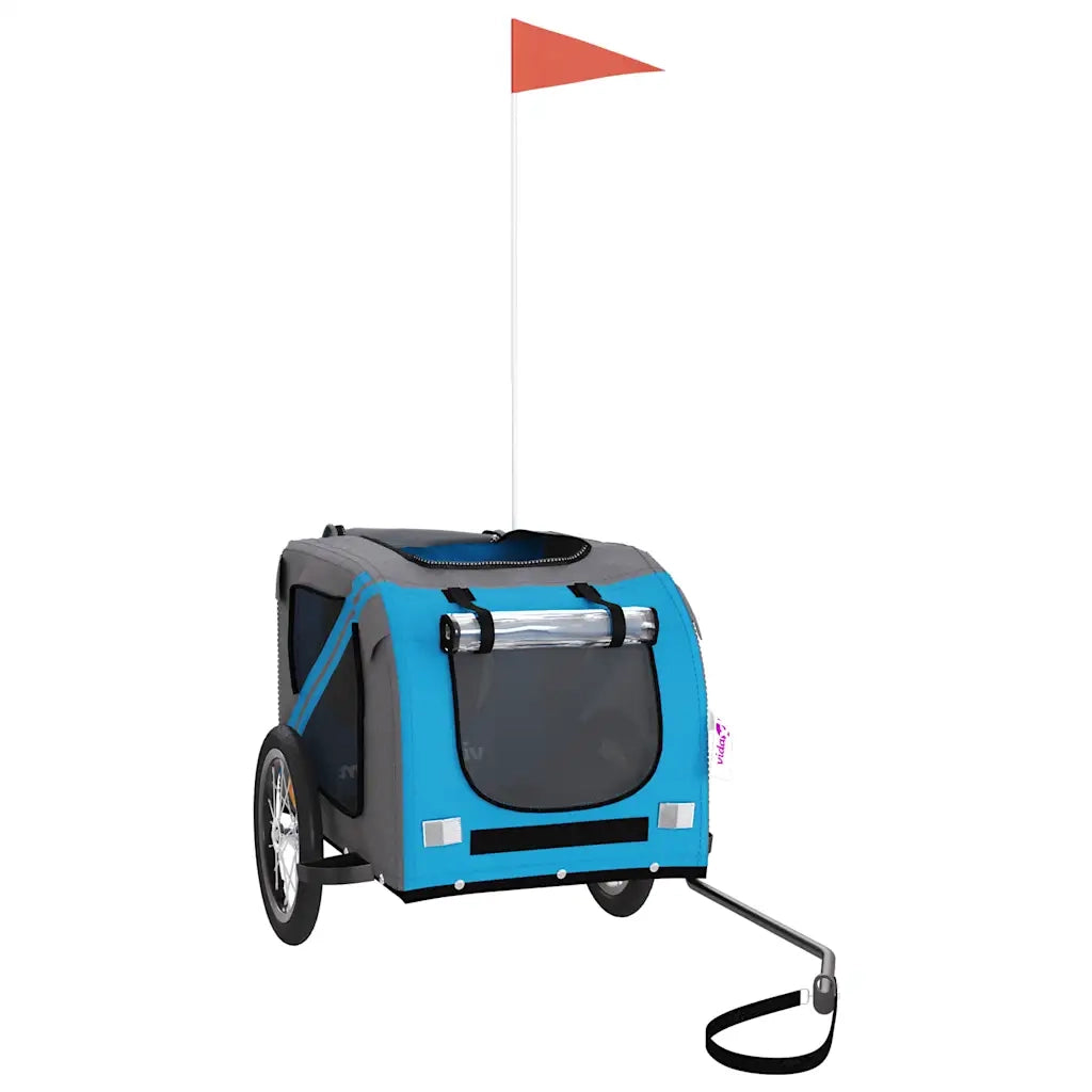 Rimorchio da Bici per Animali Blu e Grigio Oxford e Ferro CFW3032677