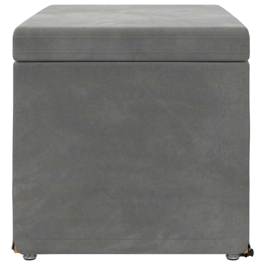 Pouf Grigio scuro Velluto e Legno Ingegnerizzato