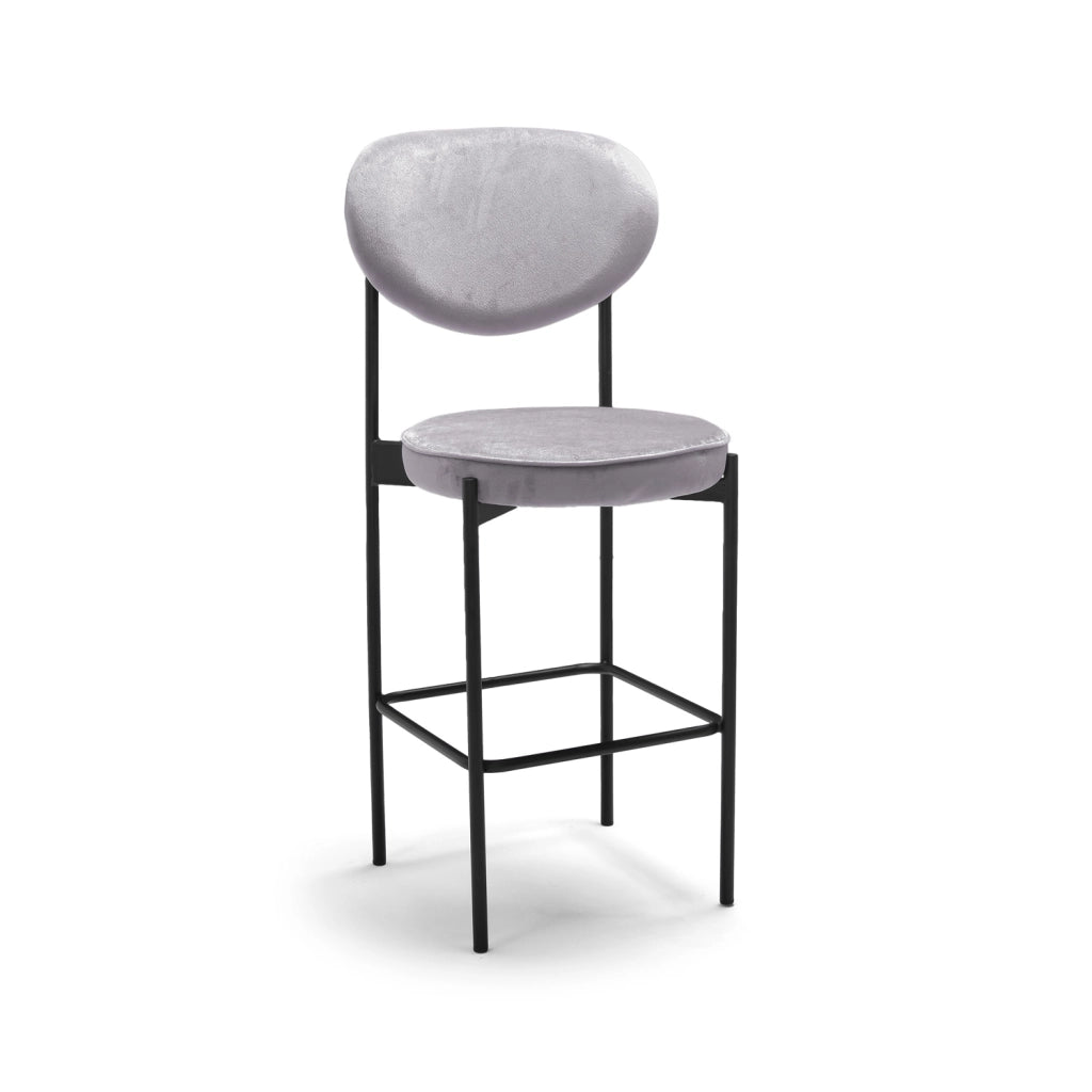 LIER - Coppia di 2 sgabelli alti di design in velluto grigio