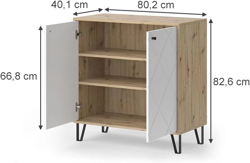 Credenza Nizza, Artigianale/Bianco, 80.2 x 82.6 cm con 2 porte