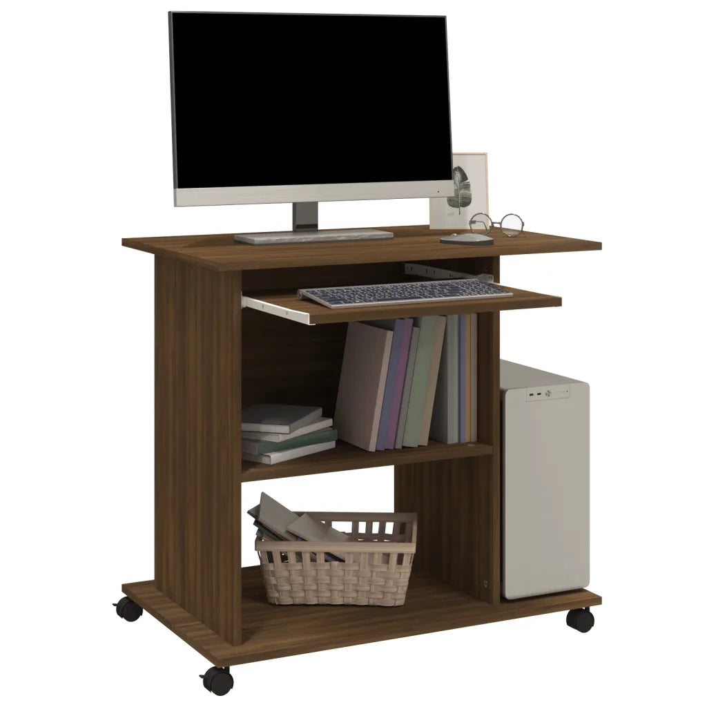 Scrivania | Tavolo da Ufficio Computer Rovere Marrone 80x50x75 cm Legno Multistrato