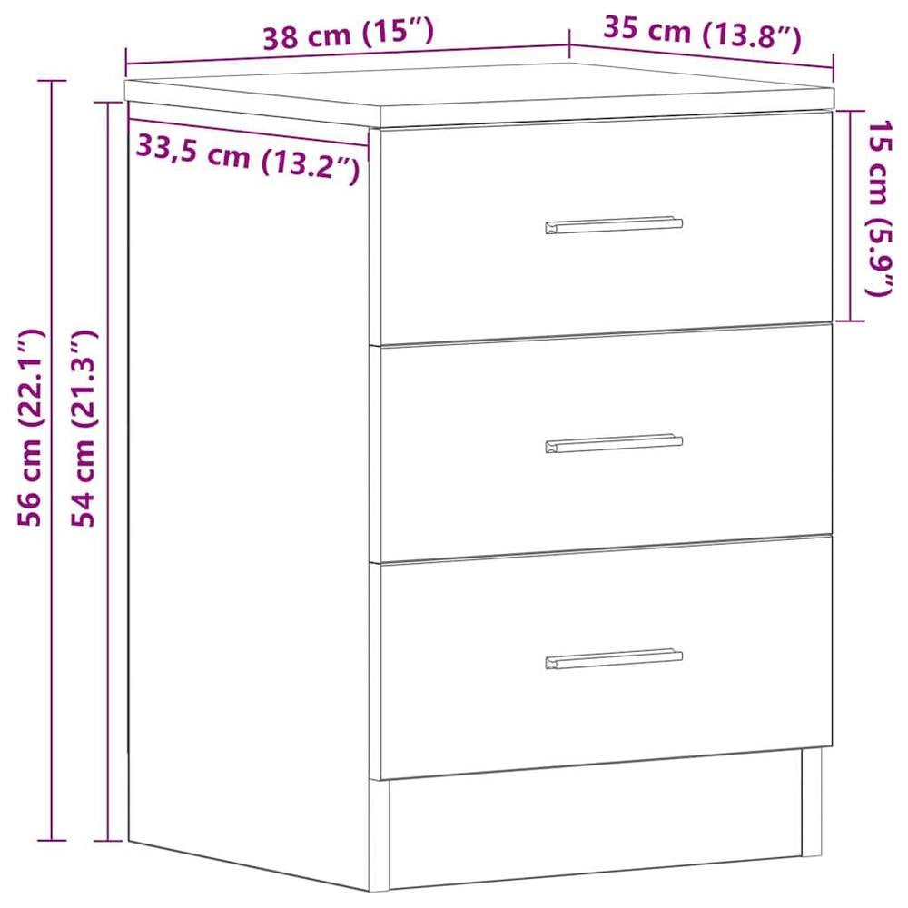 Bedside Table White 38x35x56 Cm Wood Material