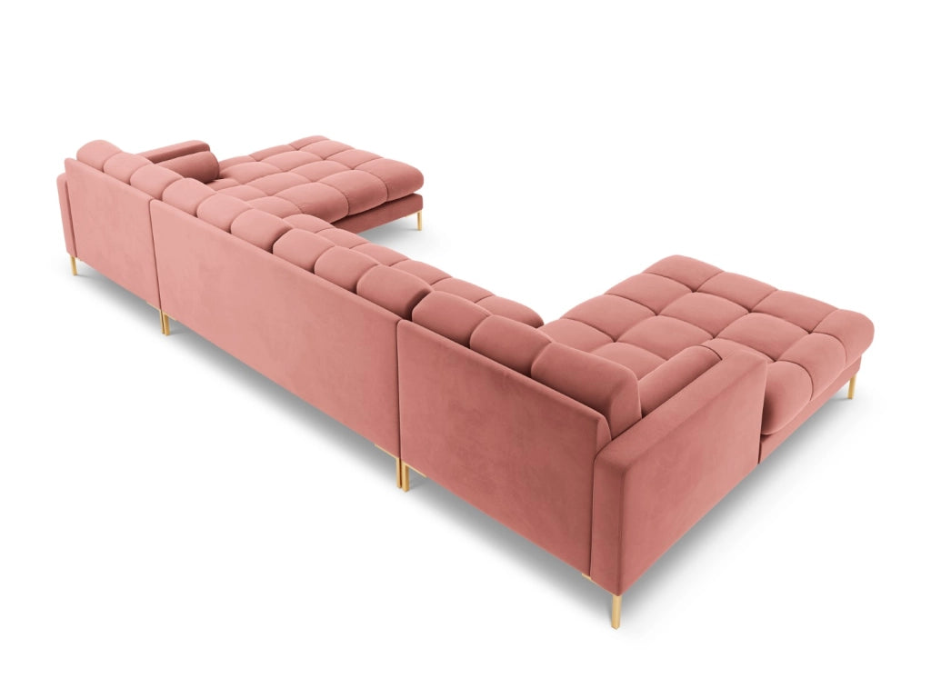 Cosmopolitan Design - Divano panoramico "Bali" 7 posti in velluto rosa 