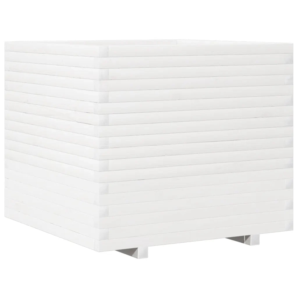 Fioriera da Giardino Bianca 80x80x72 cm Legno Massello di Pino