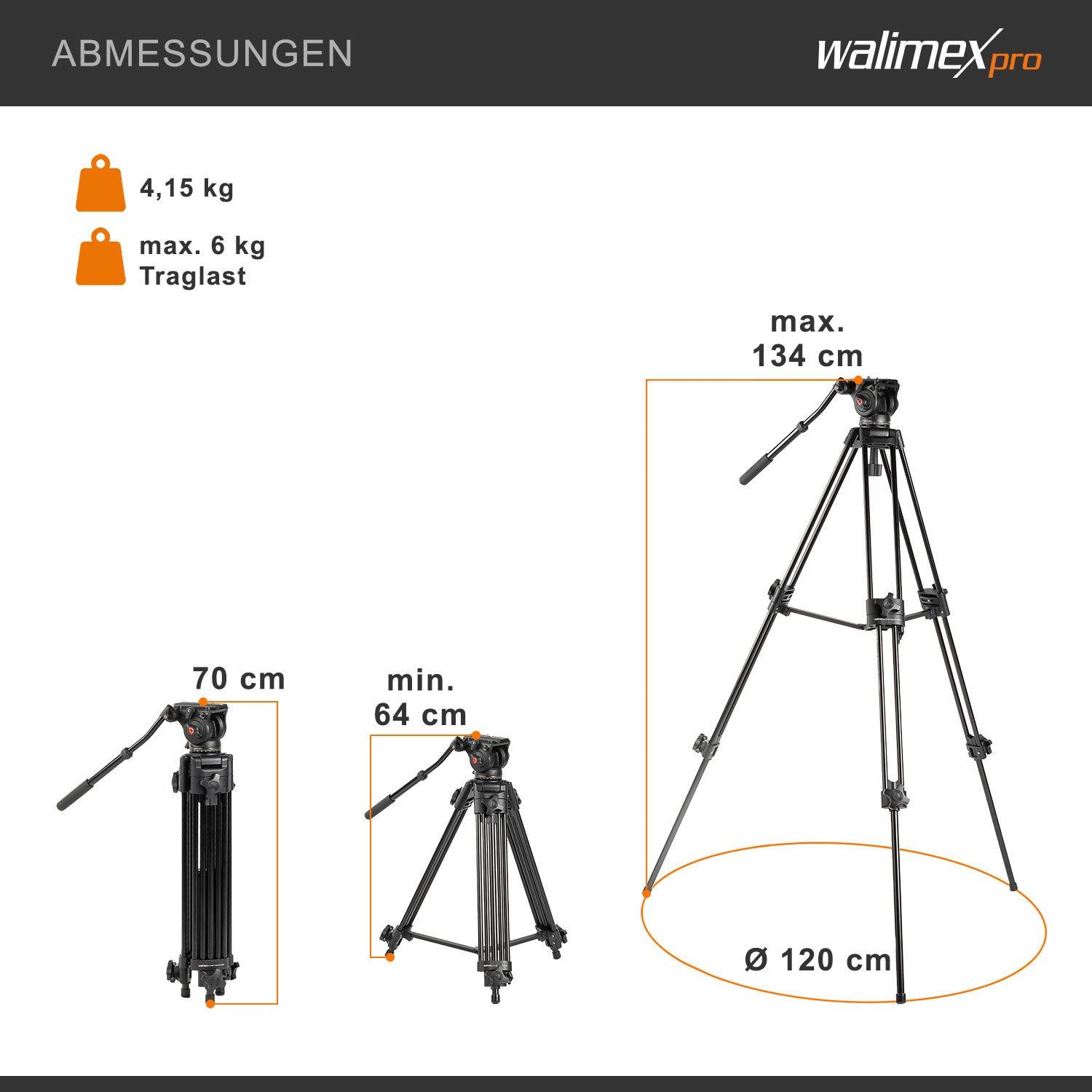 EI-9901 Treppiede Video Pro con borsa e piastra a sgancio rapido, 134 cm