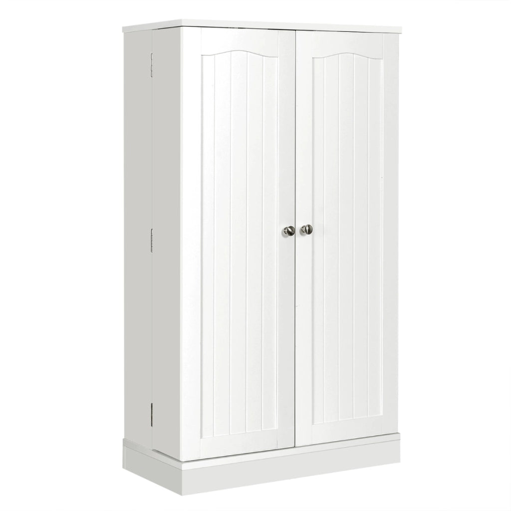 Armadio dispensa con doppia anta e 6 ripiani regolabili, Credenza con 17 livelli per sala da pranzo Bianco