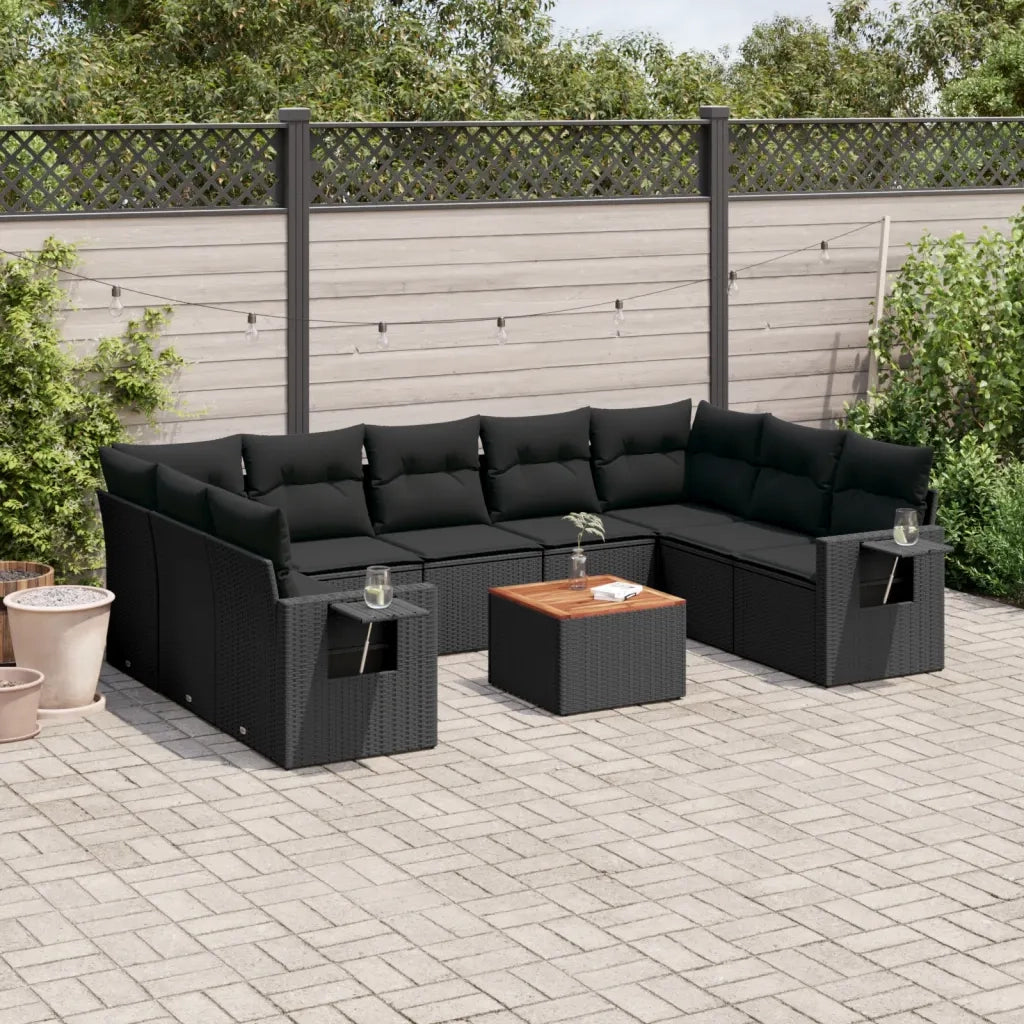 Set Divani da Giardino 10pz con Cuscini in Polyrattan Nerocod mxl 88970