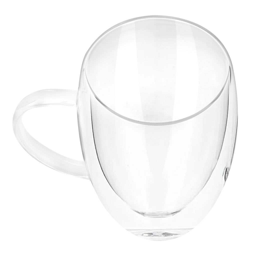 Lotto 2 bicchieri con manico a doppia parete 350 ml in vetro borosilicato solido Trasparente Cheffinger