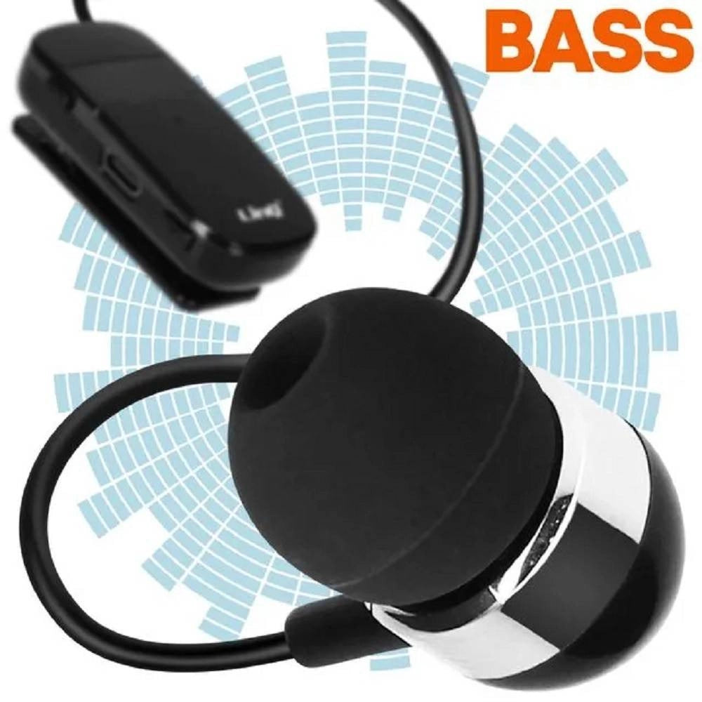 Trade Shop - Mono Auricolare Stereo Bluetooth Con Clip-on Retrattile R8344 Autonomia 10 Ore -
