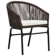 Set da Bistrot 3 pz | Set Salotto da Giardino con Cuscini in Polyrattan Marrone