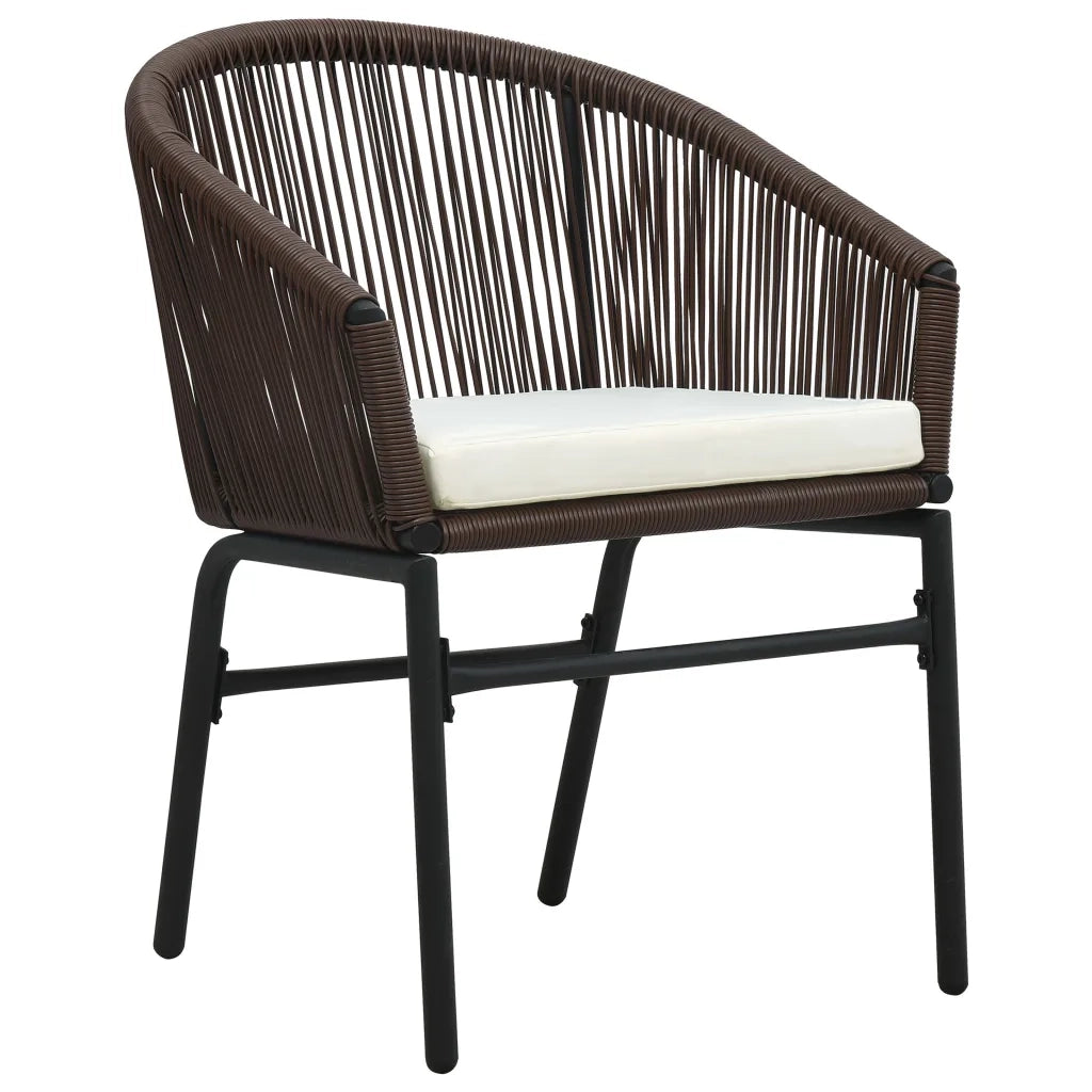 Set da Bistrot 3 pz | Set Salotto da Giardino con Cuscini in Polyrattan Marrone