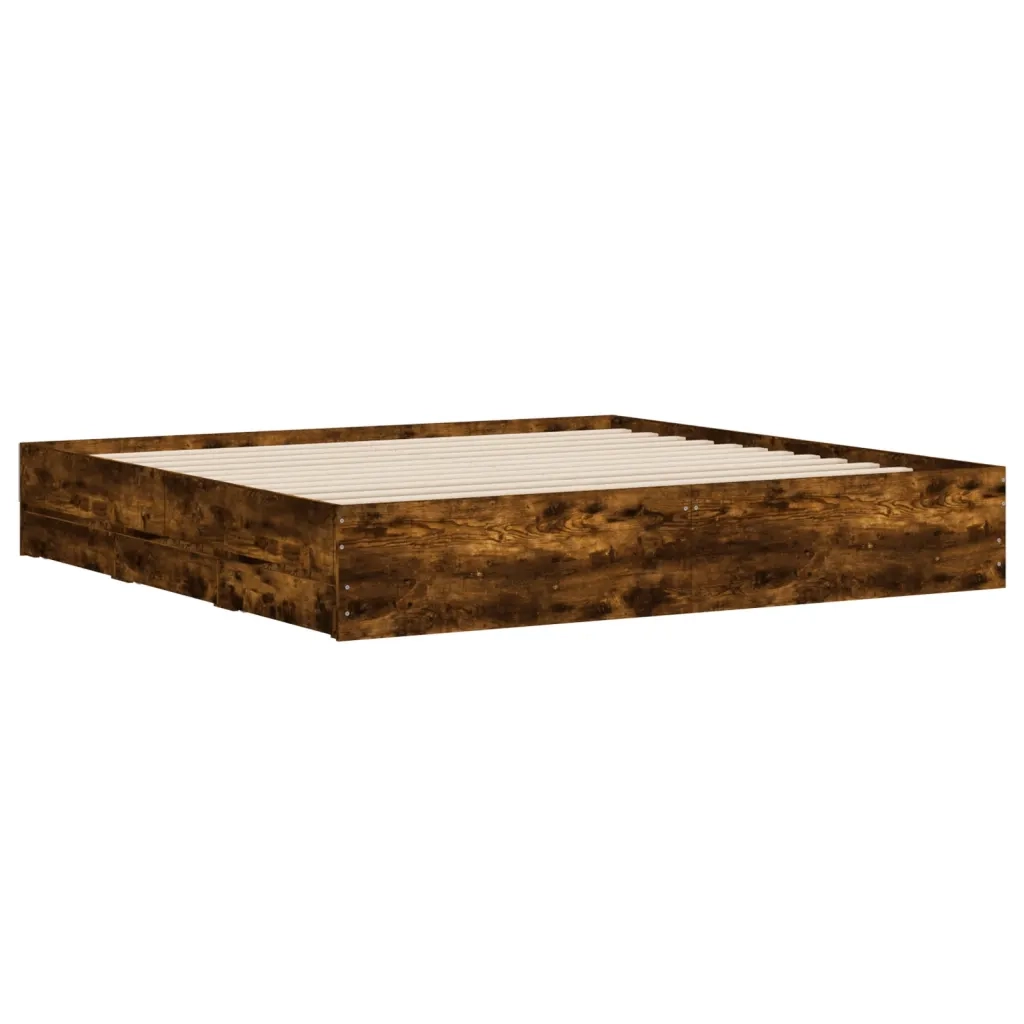 Giroletto con Cassetti Rovere Fumo 180x200 cm Legno Multistrato 3207256