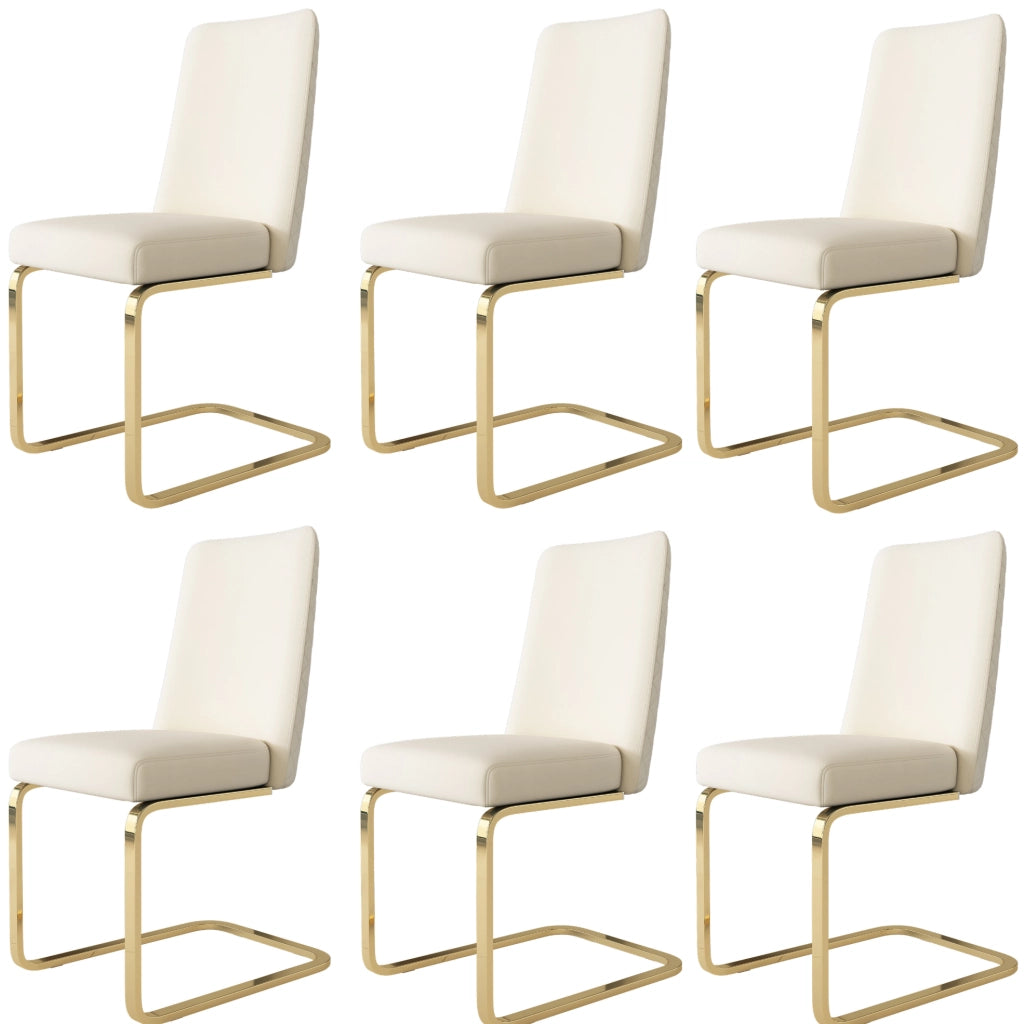 Set di 6 sedie da pranzo in velluto beige con gambe dorate