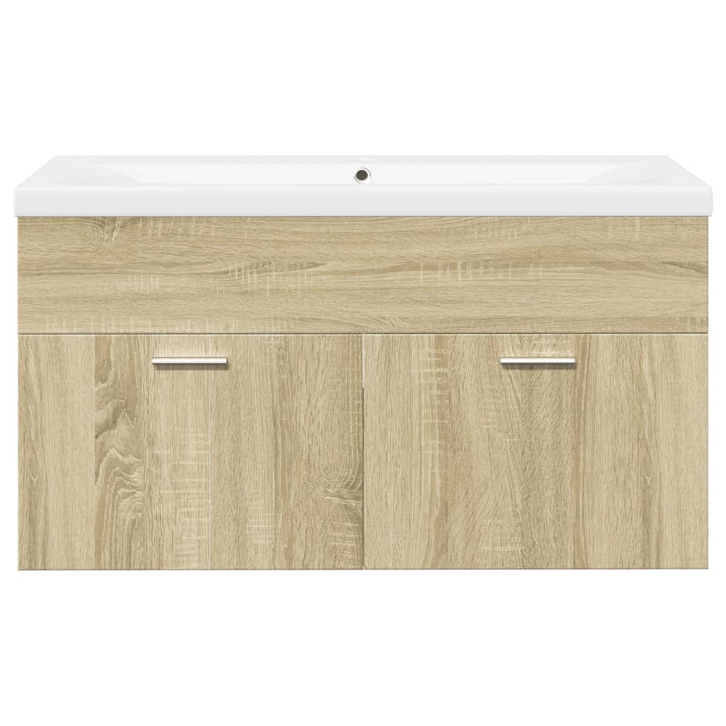 Mobiletto da bagno a parete con vano contenitore 90 x 38,5 x 46 cm legno composito rovere Sonoma 02_0055761