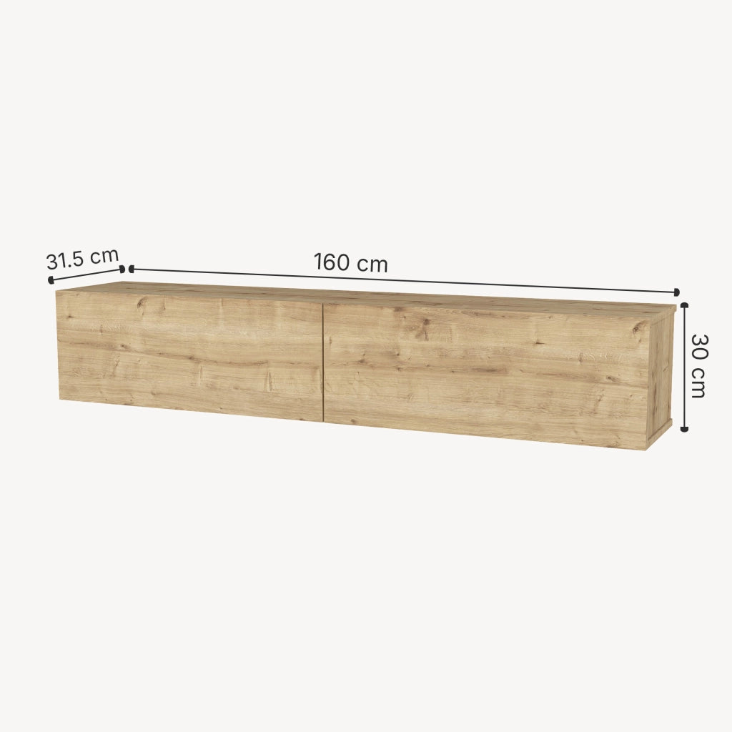 Mobile TV da Parete Nolven con 2 Ante a Ribalta 160 x 32 x 30 cm - Effetto Rovere [en.casa]