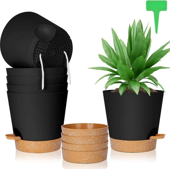 Piantagione autoirrigante 6 pezzi con sottoscala - 20 etichette per piante - piante per interni e balconi