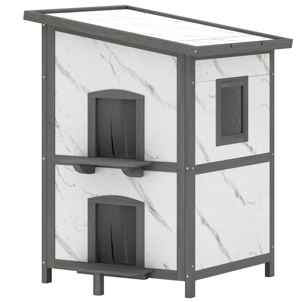 Casetta per Gatti da Esterno ¨C Xylo ¨C Legno Bianco Impermeabile 60x60x88cm