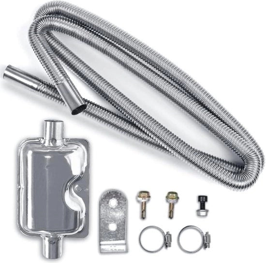 Serpentino di scarico silenziatore 200 cm acciaio inossidabile - riscaldamento a diesel verticale - silenziatore e viti di fissaggio.