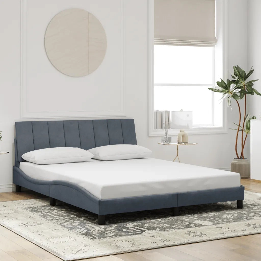 Giroletto con LED senza Materasso Hanko Grigio Scuro 160x200 cm in Velluto 3213788