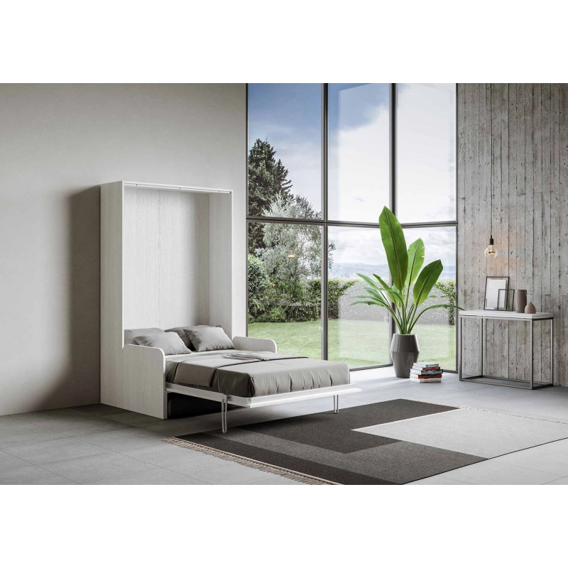 Letto a scomparsa 140 verticale Kentaro Sofà - Bianco Frassino