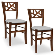 Sedie sala pranzo Sissy in legno noce scuro con seduta imbottita grigia set da 2