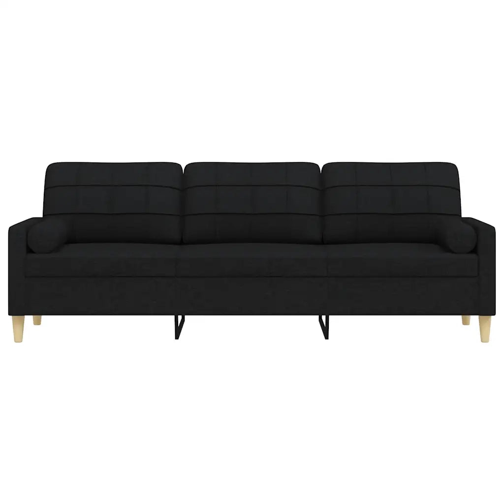 Divano | Divano da soggiorno | Sofa a 3 Posti con Cuscini Nero 210 cm in Tessuto