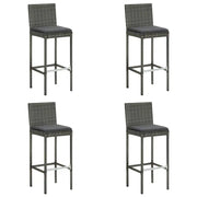 Sgabelli da Bar con Cuscini 4 pz Grigi in Polyrattan