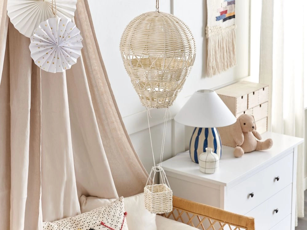 Decorazione rattan beige naturale 60 cm mongolfiera fatta a mano cameretta