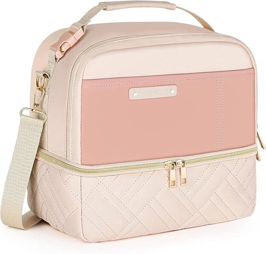 Borsa da picnic isolata grande in pelle veganistica - stile e spaziosa - cinturino regolabile - per donne sempre in movimento