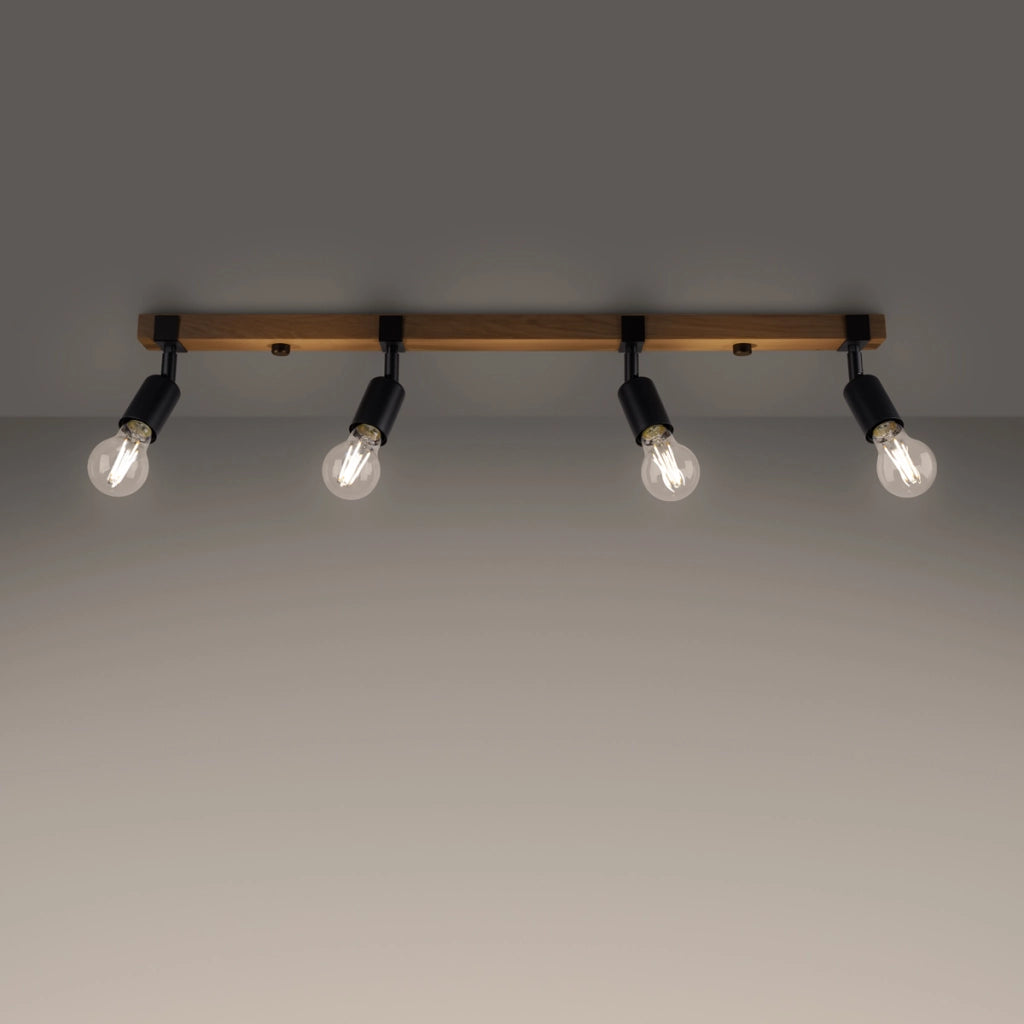 Lampada da soffitto moderna in acciaio e legno nero a 4 luci ZUCA Peach Puff