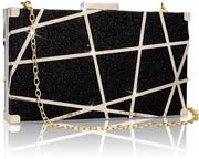 Borsa da sera per donna piccola con catena stile crossbody, schiena tasca, clutch nera per donne per feste e cocktail party e gala.