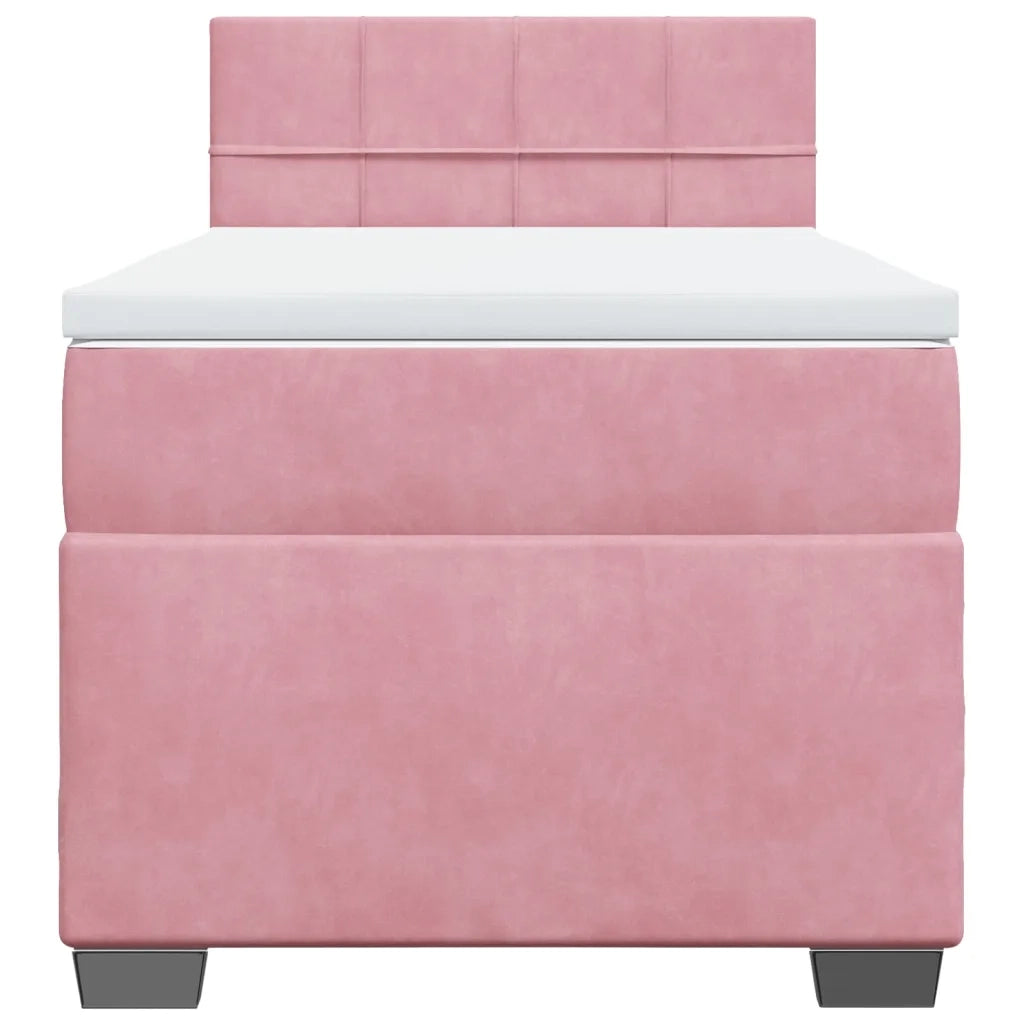Giroletto a Molle con Materasso Rosa 90x200 cm in Velluto